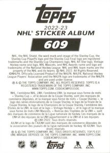 2022-23 Topps NHL Sticker Collection #609 Jeremy Swayman Back