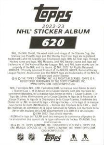 2022-23 Topps NHL Sticker Collection #620 Filip Gustavsson Back