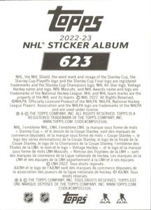 2022-23 Topps NHL Sticker Collection #623 Bobby Brink Back