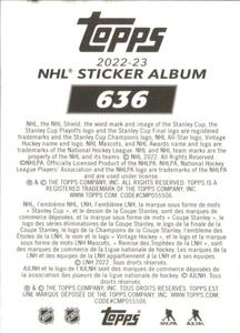2022-23 Topps NHL Sticker Collection #636 Steven Stamkos Back