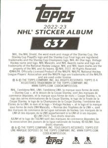 2022-23 Topps NHL Sticker Collection #637 Roman Josi Back