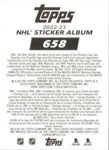2022-23 Topps NHL Sticker Collection #658 Auston Matthews Back