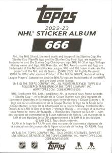 2022-23 Topps NHL Sticker Collection #666 Nikita Kucherov Back