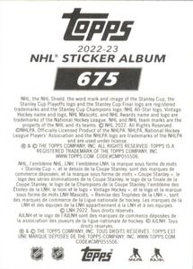 2022-23 Topps NHL Sticker Collection #675 Stanley Cup Image 2 Back