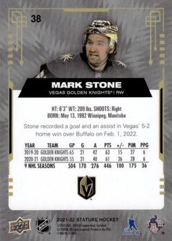 2021-22 Upper Deck Stature #38 Mark Stone Back