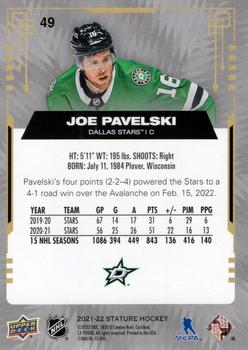 2021-22 Upper Deck Stature #49 Joe Pavelski Back