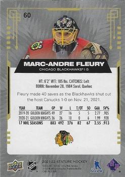 2021-22 Upper Deck Stature #60 Marc-Andre Fleury Back