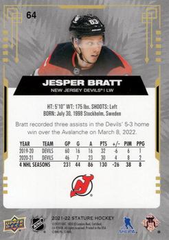 2021-22 Upper Deck Stature #64 Jesper Bratt Back