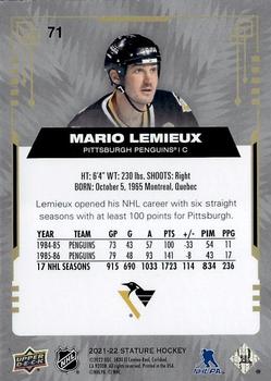 2021-22 Upper Deck Stature #71 Mario Lemieux Back