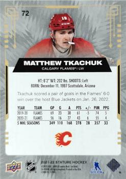 2021-22 Upper Deck Stature #72 Matthew Tkachuk Back
