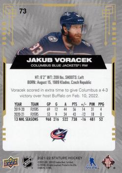 2021-22 Upper Deck Stature #73 Jakub Voracek Back