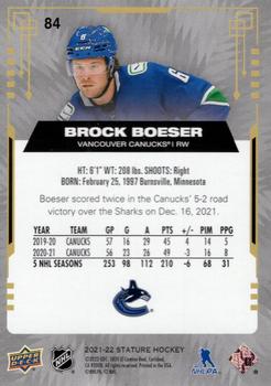 2021-22 Upper Deck Stature #84 Brock Boeser Back