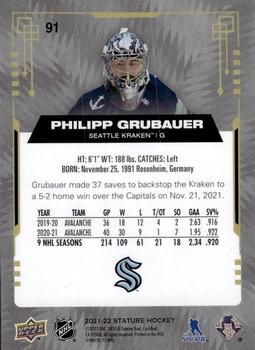 2021-22 Upper Deck Stature #91 Philipp Grubauer Back