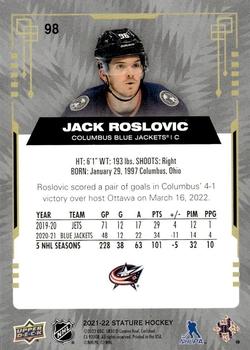 2021-22 Upper Deck Stature #98 Jack Roslovic Back