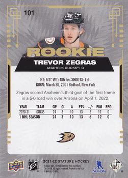 2021-22 Upper Deck Stature #101 Trevor Zegras Back