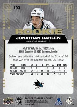 2021-22 Upper Deck Stature #103 Jonathan Dahlen Back