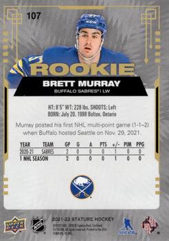 2021-22 Upper Deck Stature #107 Brett Murray Back