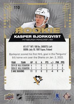 2021-22 Upper Deck Stature #110 Kasper Bjorkqvist Back
