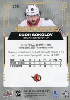 2021-22 Upper Deck Stature #128 Egor Sokolov Back