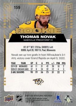 2021-22 Upper Deck Stature #159 Thomas Novak Back