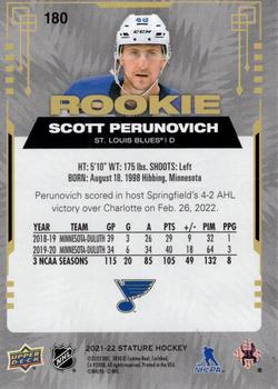 2021-22 Upper Deck Stature #180 Scott Perunovich Back