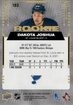 2021-22 Upper Deck Stature #183 Dakota Joshua Back