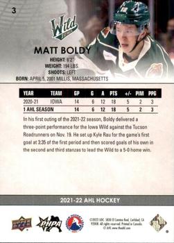 2021-22 Upper Deck AHL - Exclusives #3 Matt Boldy Back