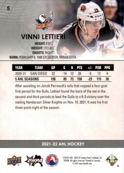 2021-22 Upper Deck AHL - Exclusives #5 Vinni Lettieri Back