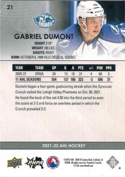 2021-22 Upper Deck AHL - Exclusives #21 Gabriel Dumont Back