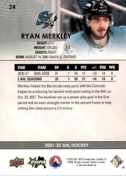 2021-22 Upper Deck AHL - Exclusives #24 Ryan Merkley Back