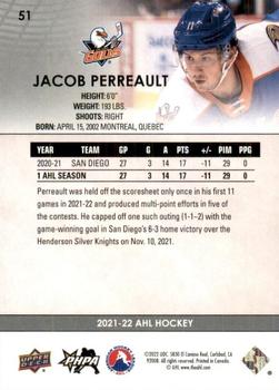 2021-22 Upper Deck AHL - Exclusives #51 Jacob Perreault Back