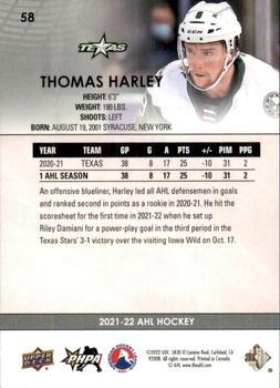 2021-22 Upper Deck AHL - Exclusives #58 Thomas Harley Back