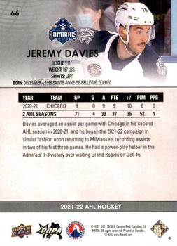 2021-22 Upper Deck AHL - Exclusives #66 Jeremy Davies Back