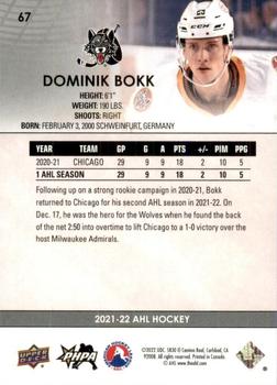 2021-22 Upper Deck AHL - Exclusives #67 Dominik Bokk Back