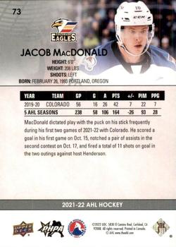 2021-22 Upper Deck AHL - Exclusives #73 Jacob MacDonald Back