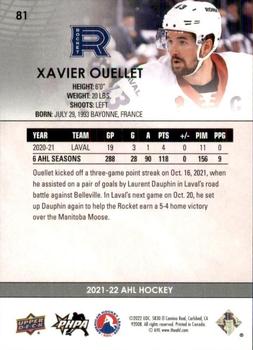 2021-22 Upper Deck AHL - Exclusives #81 Xavier Ouellet Back