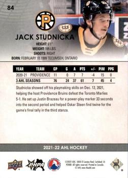 2021-22 Upper Deck AHL - Exclusives #84 Jack Studnicka Back