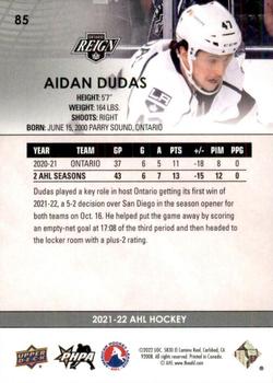 2021-22 Upper Deck AHL - Exclusives #85 Aidan Dudas Back