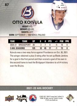 2021-22 Upper Deck AHL - Exclusives #87 Otto Koivula Back