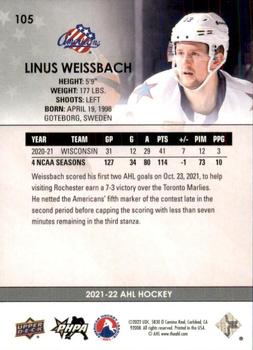 2021-22 Upper Deck AHL - Exclusives #105 Linus Weissbach Back