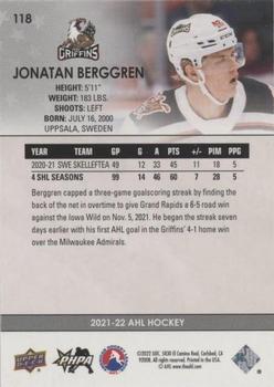 2021-22 Upper Deck AHL - Exclusives #118 Jonatan Berggren Back