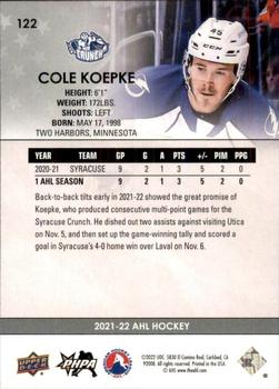 2021-22 Upper Deck AHL - Exclusives #122 Cole Koepke Back