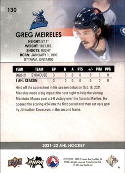 2021-22 Upper Deck AHL - Exclusives #130 Greg Meireles Back