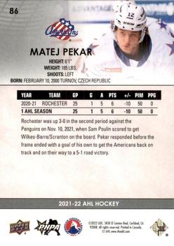 2021-22 Upper Deck AHL - High Gloss #86 Matej Pekar Back