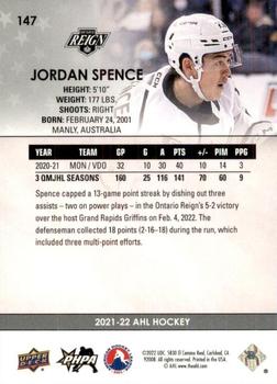 2021-22 Upper Deck AHL - High Gloss #147 Jordan Spence Back