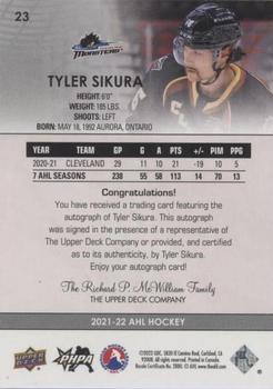 2021-22 Upper Deck AHL - Autographs #23 Tyler Sikura Back