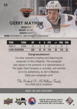 2021-22 Upper Deck AHL - Autographs #35 Gerry Mayhew Back
