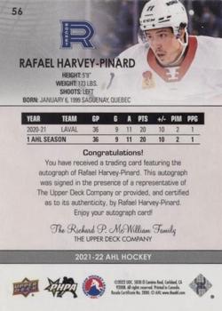 2021-22 Upper Deck AHL - Autographs #56 Rafael Harvey-Pinard Back