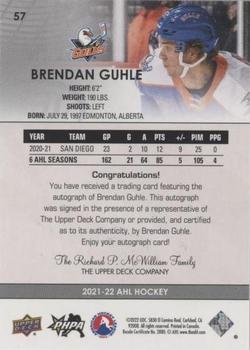 2021-22 Upper Deck AHL - Autographs #57 Brendan Guhle Back