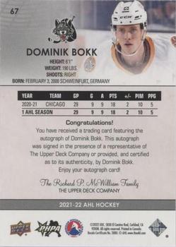 2021-22 Upper Deck AHL - Autographs #67 Dominik Bokk Back